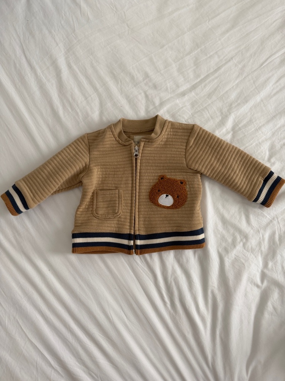 Children's Tan Bear Zip-Up Jacket